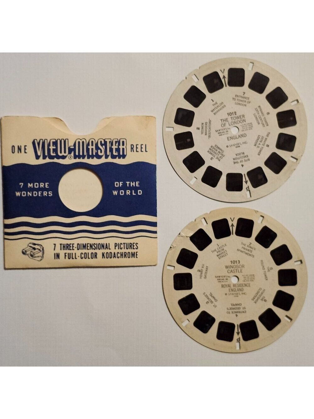 VINTAGE VIEW MASTER Reels x 2 The Tower Of London Windsor Castle 1948